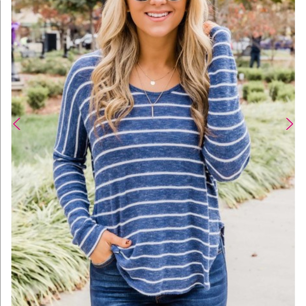 Navy striped top - Pink Lily Boutique